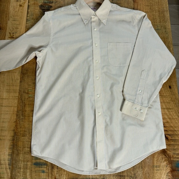 Brooks Brothers The Original Polo Shirt Regular Fit Stripped Non Iron Sz Large - Picture 15 of 17